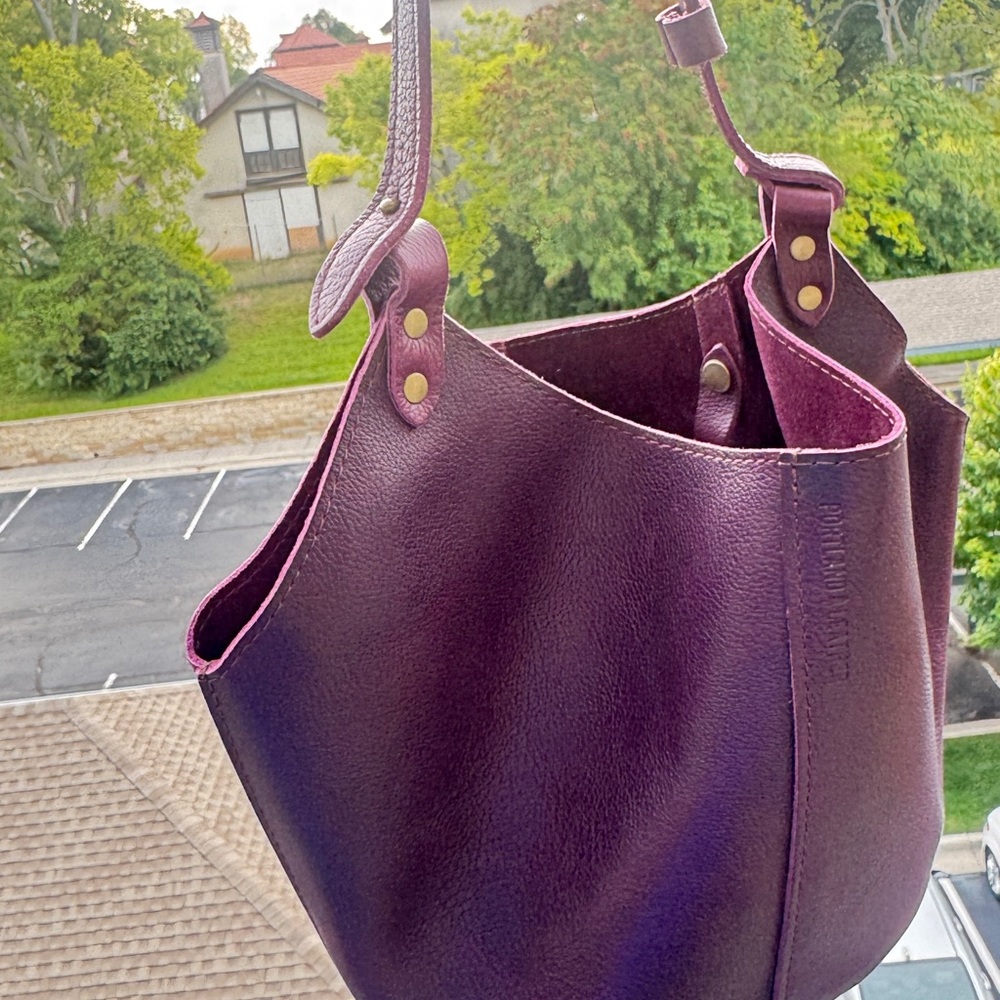 Portland Leather Deep Purple Large Shoulder Bag